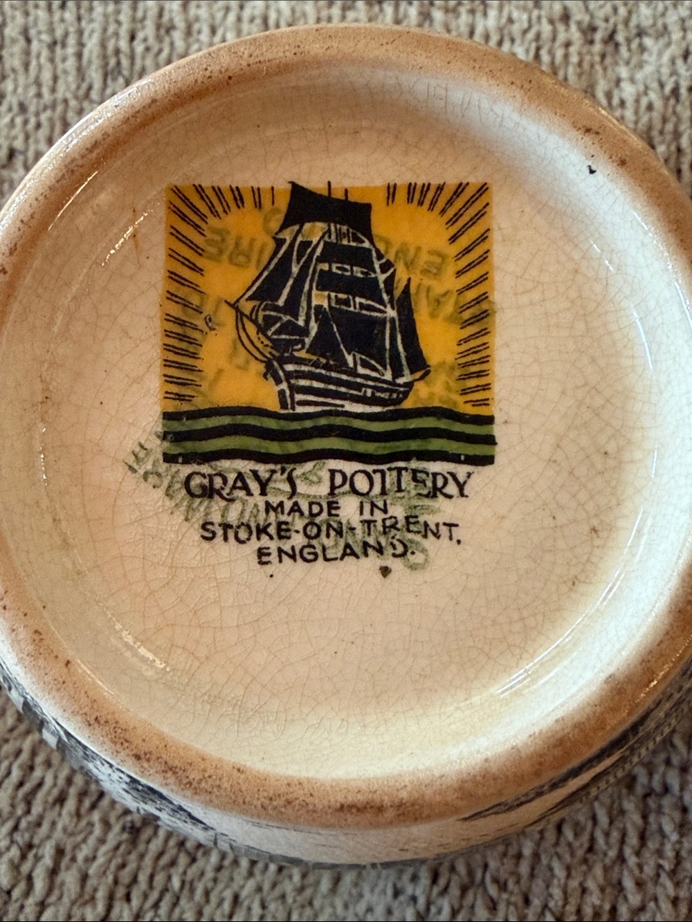 Gray’s Pottery England decorated antique cream pitcher. Battle Abbey Sussex. - Picture 2 of 10